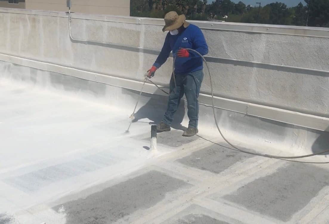 Commercial roof coating application